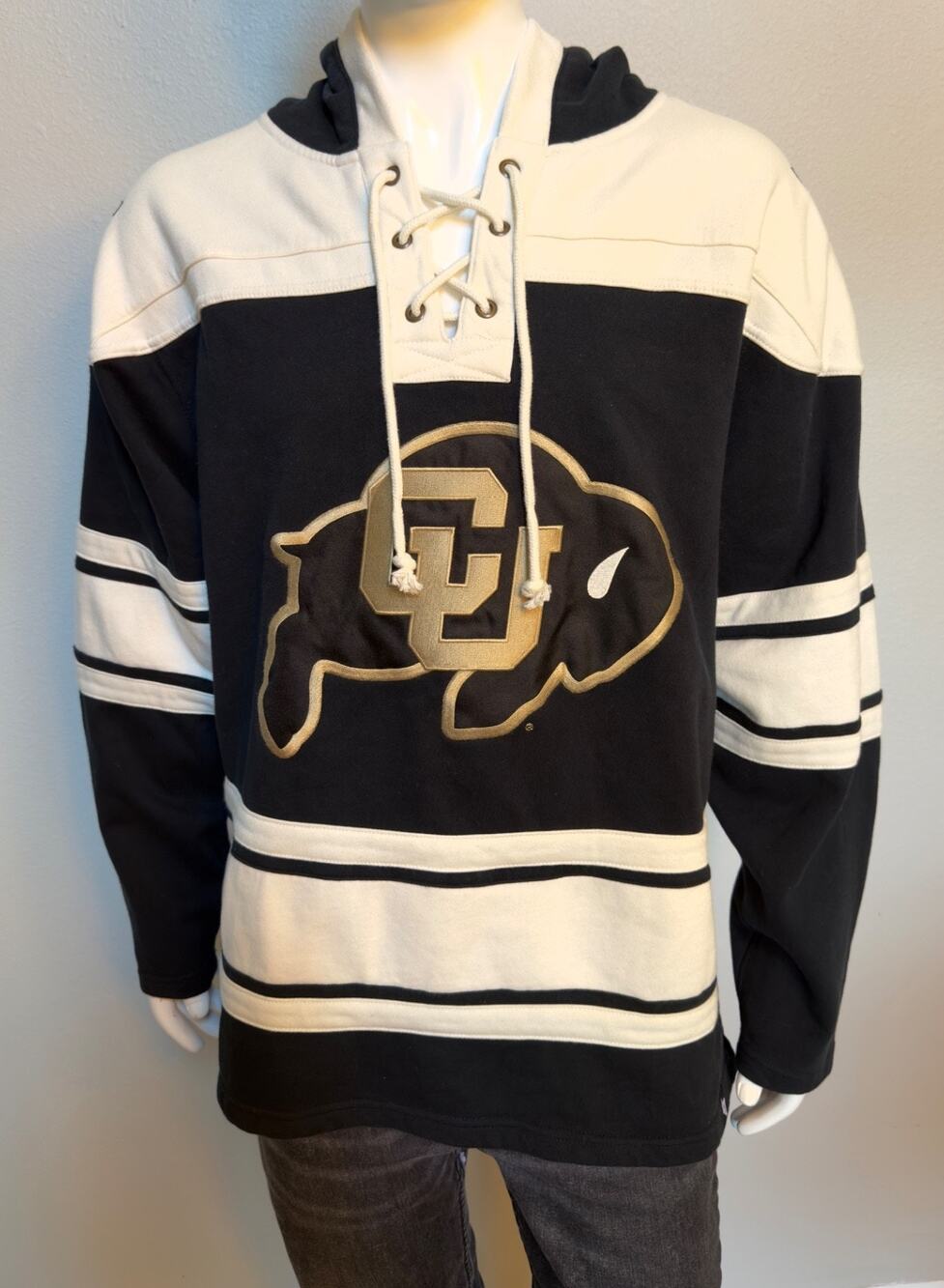 NCAA Colorado Buffaloes '47 Brand Superior Lacer Hoodie Black Jersey Sweatshirt